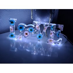 Zandra Love skilt - med blomster og LED lys